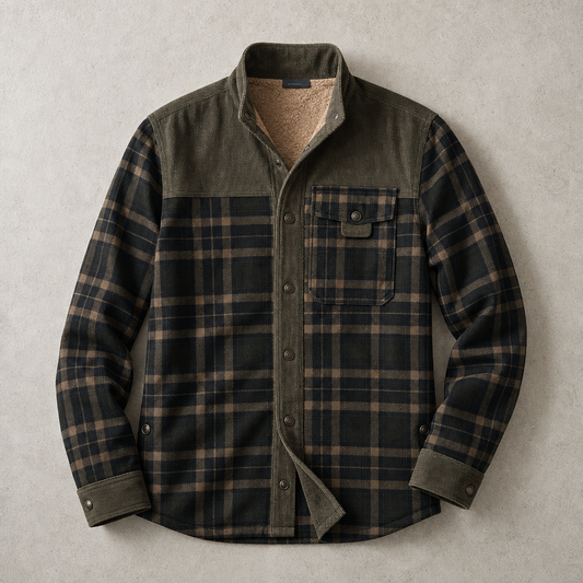 Men's Sherpa Lined Flannel Shirt Jacket - Plaid Field Overshirt