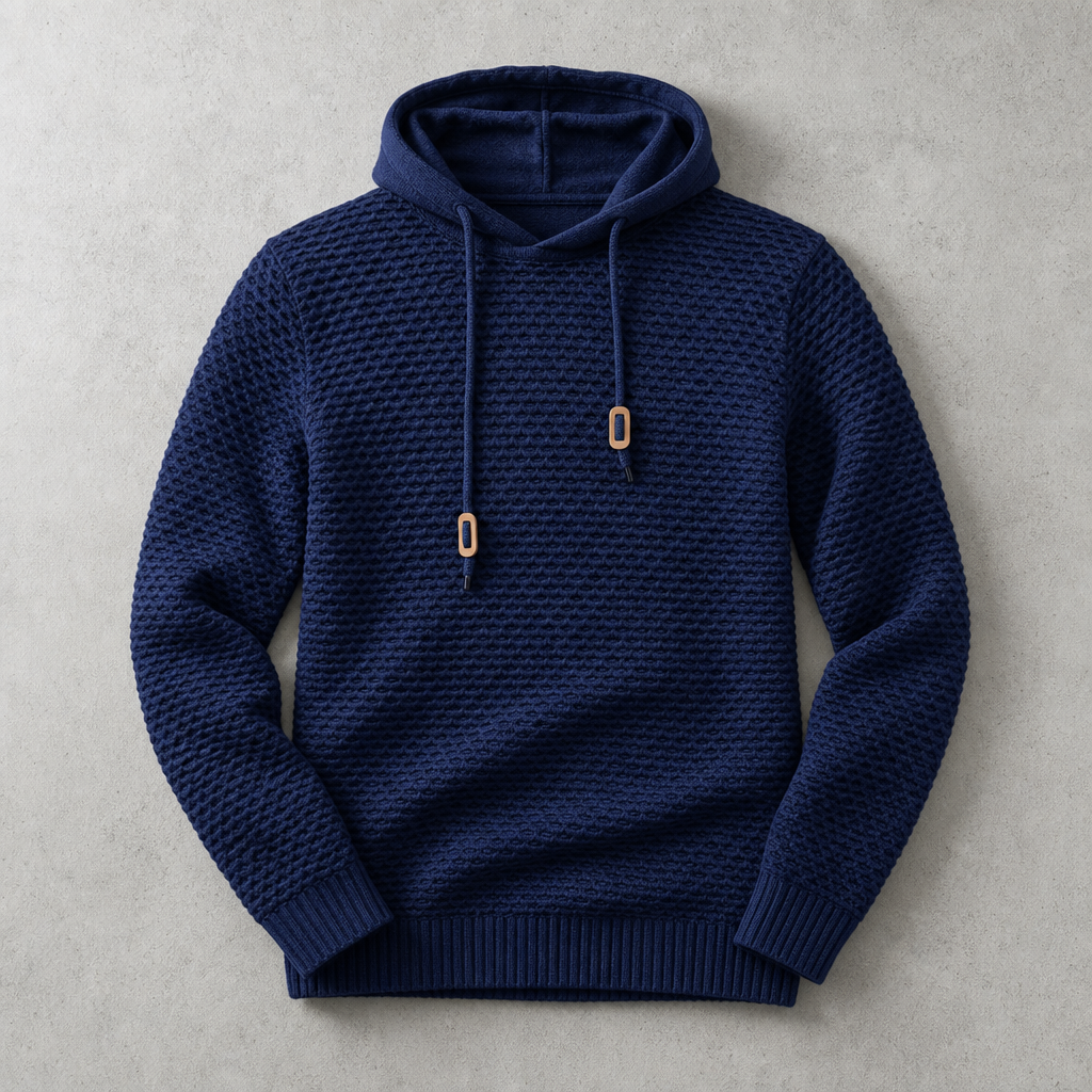 Men's Pullover Hoodie - Basket Weave Casual Sweatshirt