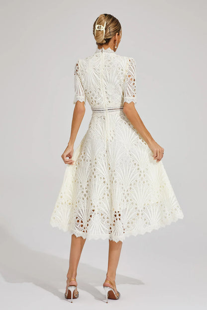 Monica | Sophisticated Lace Wedding Guest Dress Women Elegant Style