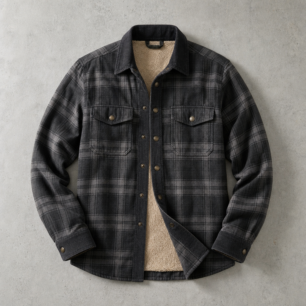 Men's Sherpa Lined Flannel Shirt Jacket - Plaid Field Overshirt
