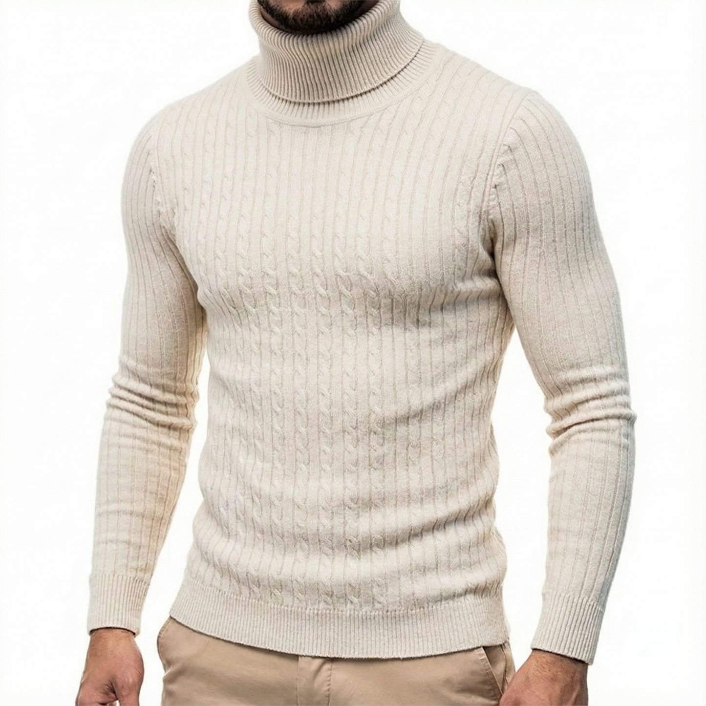 Men's Turtleneck Sweater - Warm Knit Fall Pullover