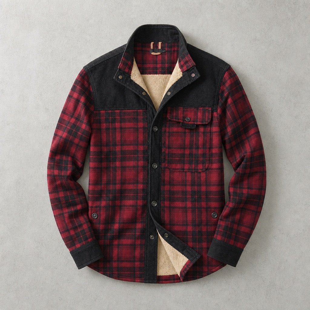Men's Sherpa Lined Flannel Shirt Jacket - Plaid Field Overshirt