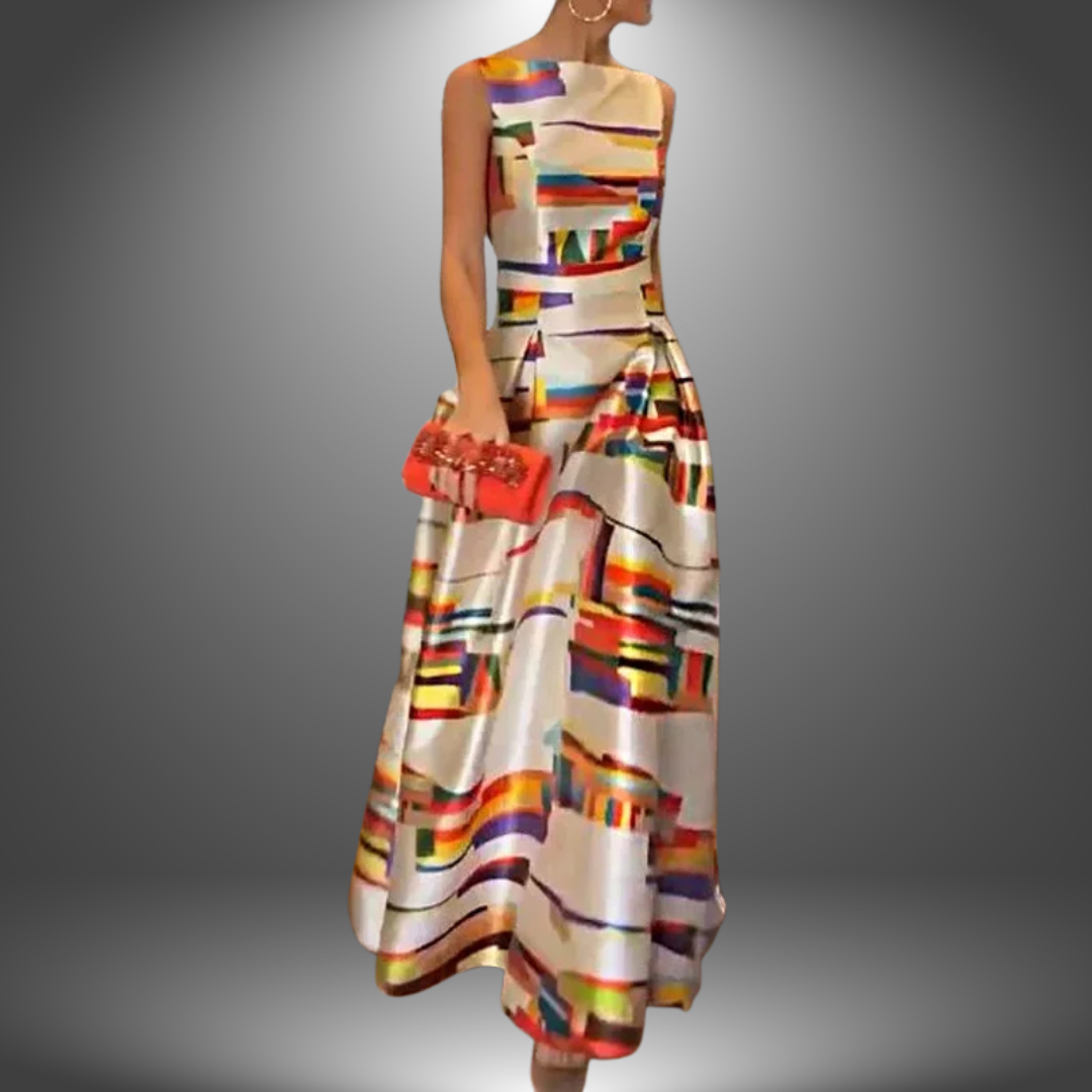 Lauren | Fancy Long Colorblock Wedding Guest Dress