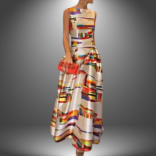 Lauren | Fancy Long Colorblock Wedding Guest Dress