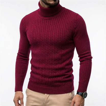 Men's Turtleneck Sweater - Warm Knit Fall Pullover