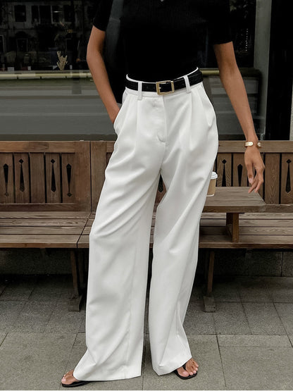 Grelisee | Women's Wide Leg High Waist Pants with Belted Waist Style