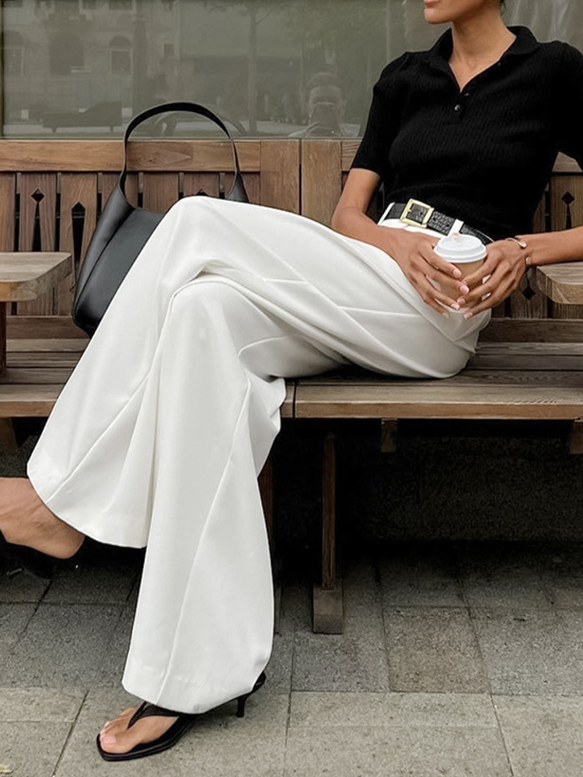 Grelisee | Women's Wide Leg High Waist Pants with Belted Waist Style