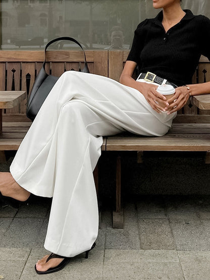 Grelisee | Women's Wide Leg High Waist Pants with Belted Waist Style