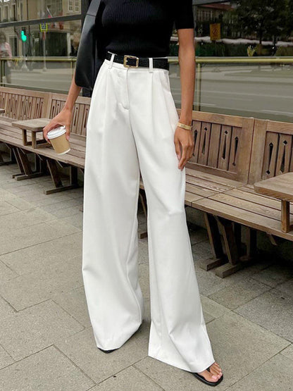 Grelisee | Women's Wide Leg High Waist Pants with Belted Waist Style