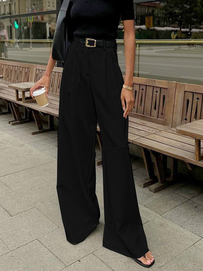 Grelisee | Women's Wide Leg High Waist Pants with Belted Waist Style