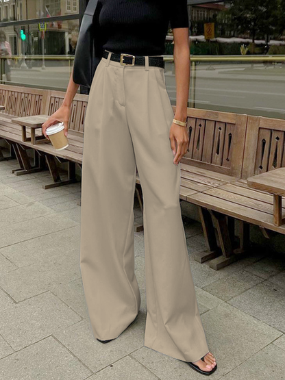 Grelisee | Women's Wide Leg High Waist Pants with Belted Waist Style
