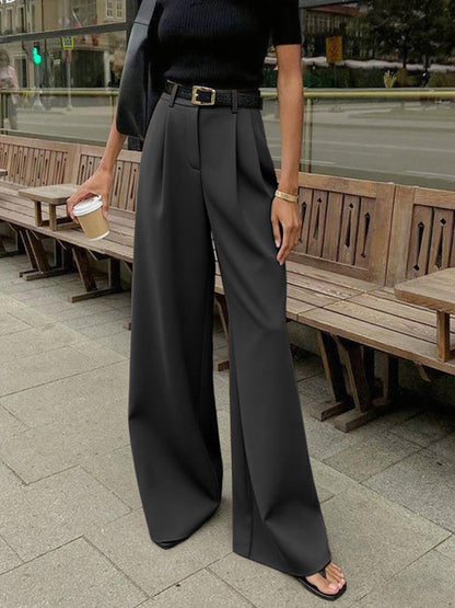 Grelisee | Women's Wide Leg High Waist Pants with Belted Waist Style