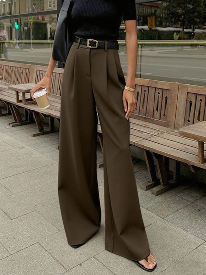 Grelisee | Women's Wide Leg High Waist Pants with Belted Waist Style