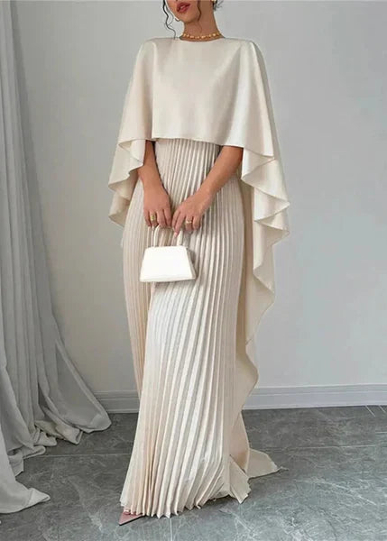 Seraphine | Pleated Cape Maxi Wedding Guest Dress Elegant Look