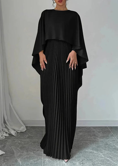 Seraphine | Pleated Cape Maxi Wedding Guest Dress Elegant Look