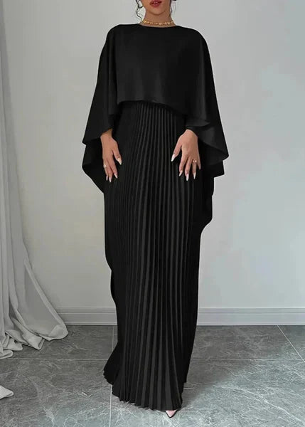 Seraphine | Pleated Cape Maxi Wedding Guest Dress Elegant Look