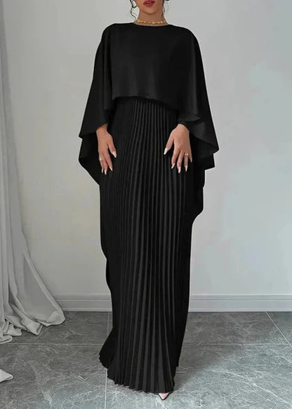 Seraphine | Pleated Cape Maxi Wedding Guest Dress Elegant Look