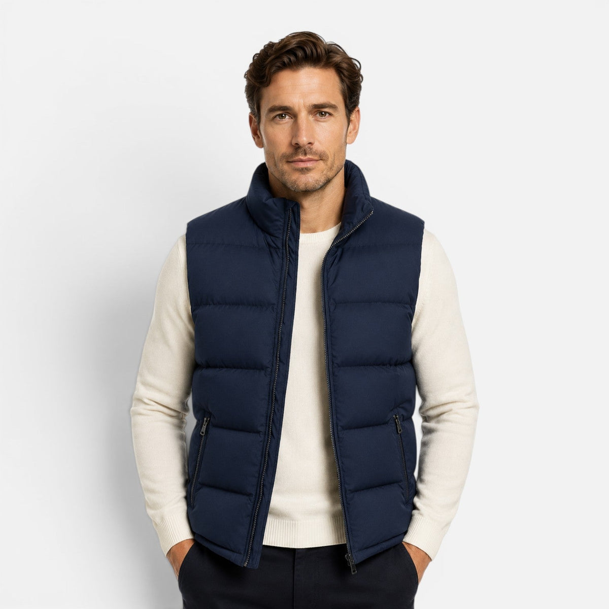 Men's Quilted Puffer Vest - Lightweight Insulated Zip Up