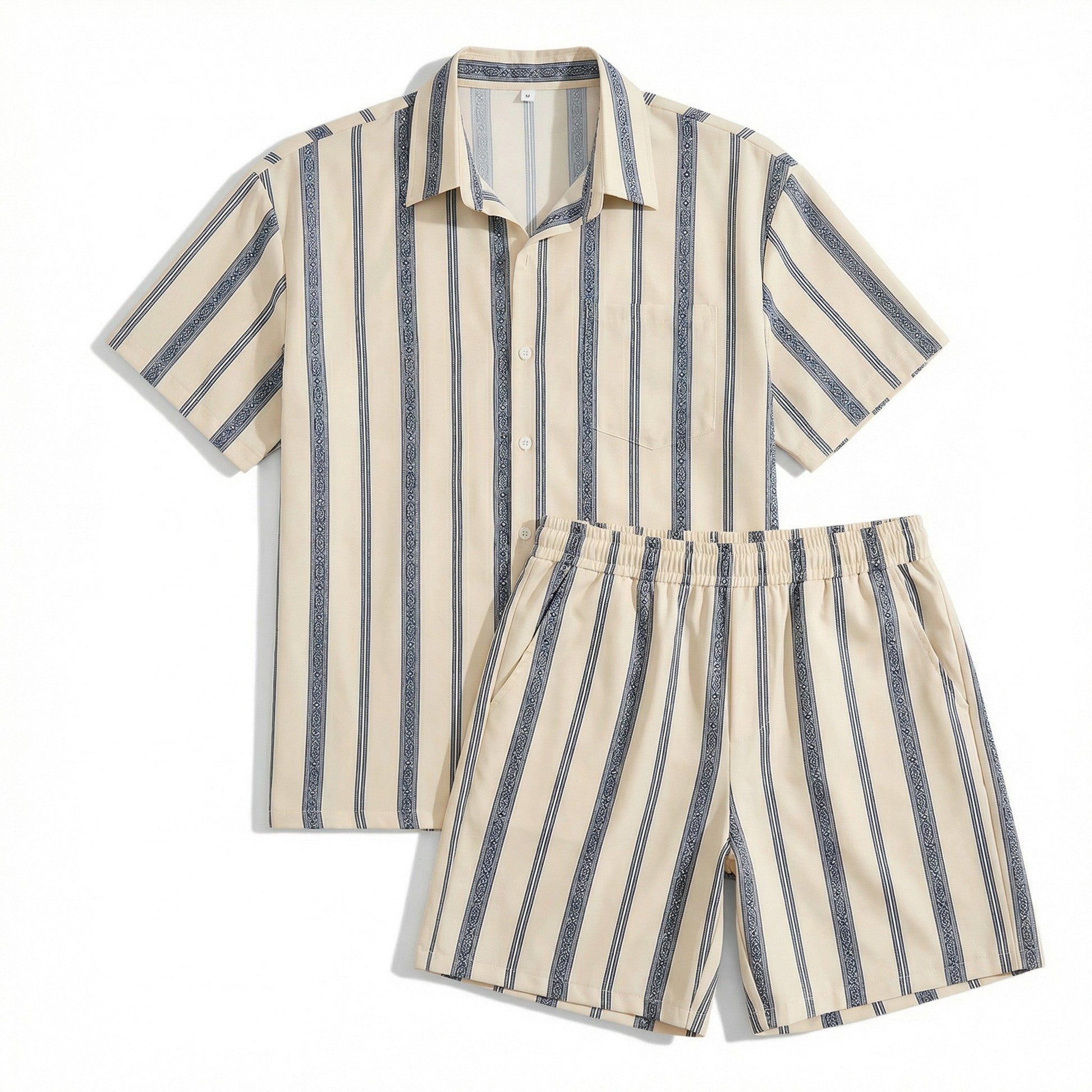 Casual Wear Collection | Men's Outfit with Relaxed Fit & Striped Design | Comfortable Summer Clothing for Everyday Use 0