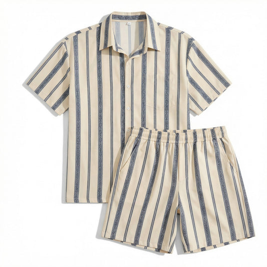 Casual Wear Collection | Men's Outfit with Relaxed Fit & Striped Design | Comfortable Summer Clothing for Everyday Use 0