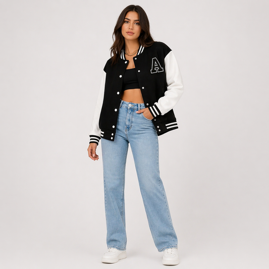 Women's Bomber Jacket - Casual Zip Up Lightweight Jacket