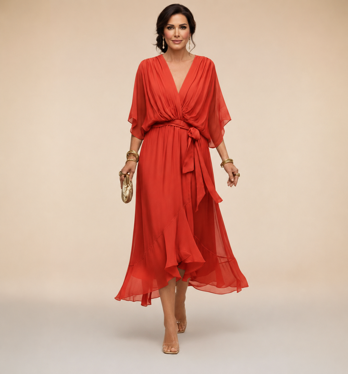 Harlisse | Elegant Tie-Waist Wrap Wedding Guest Dress