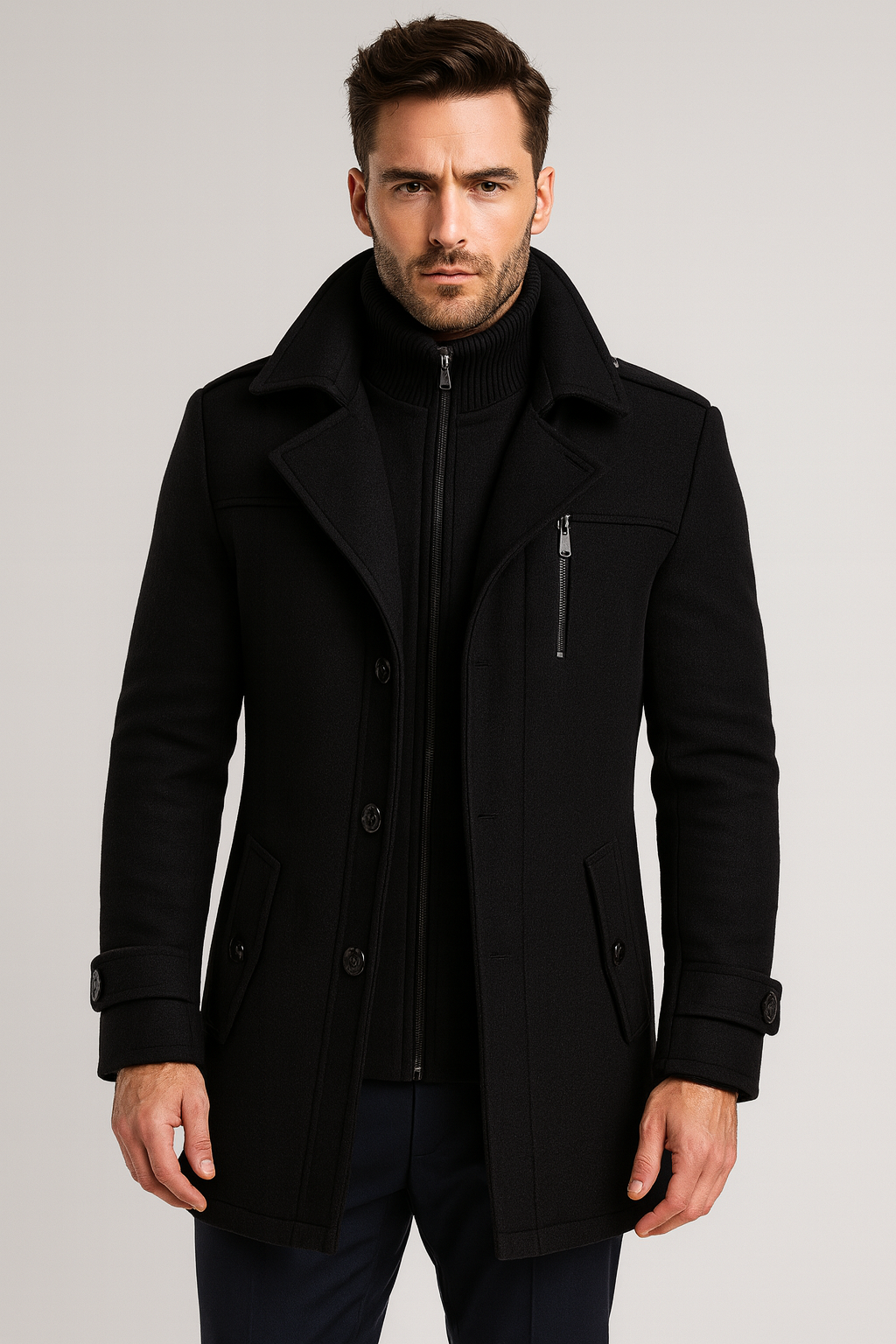 Men's Wool Coat Classic Winter Overcoat