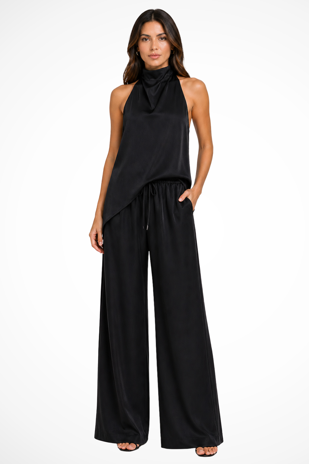 Elegant Co Ord Set | Two Piece Skirt Set with Halter Neck & Open Back | Chic Style for Effortless Elegance 0