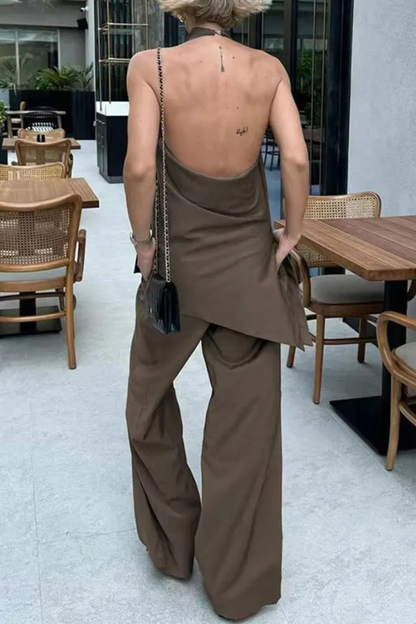 Elegant Co Ord Set | Two Piece Skirt Set with Halter Neck & Open Back | Chic Style for Effortless Elegance 4