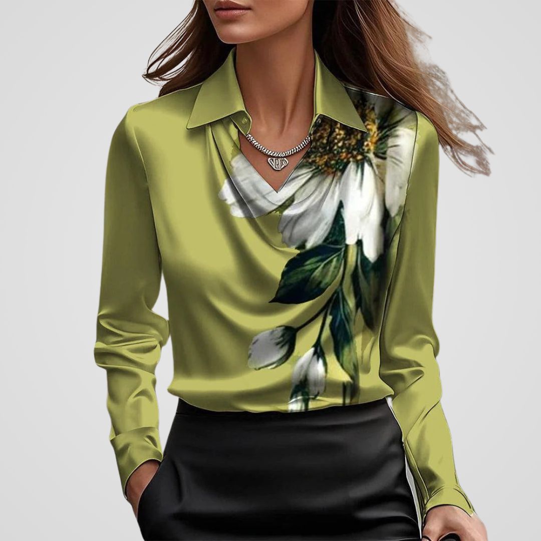 Elegant Draped Neck | Women's Silk Blouse with Lightweight Comfort | Versatile Style for Any Occasion 5