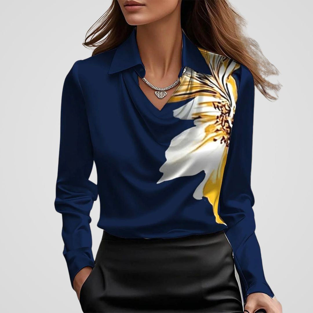 Elegant Draped Neck | Women's Silk Blouse with Lightweight Comfort | Versatile Style for Any Occasion 6