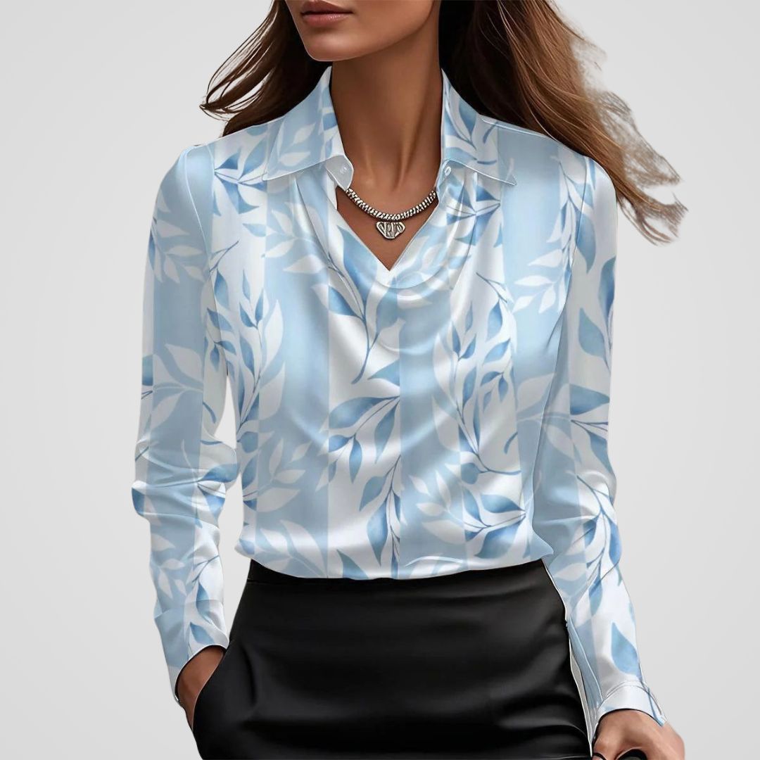 Elegant Draped Neck | Women's Silk Blouse with Lightweight Comfort | Versatile Style for Any Occasion 7