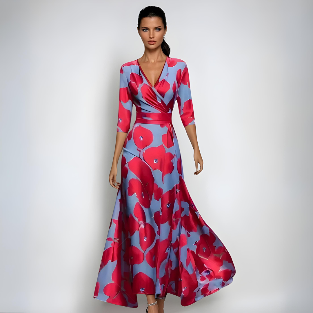 Elegant Floral Dress | Women's Dress with Soft Flowing Silhouette | Versatile Wedding Guest Style 0