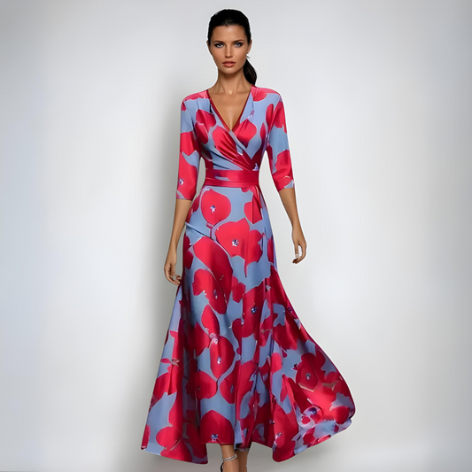Elegant Floral Dress | Women's Dress with Soft Flowing Silhouette | Versatile Wedding Guest Style 0