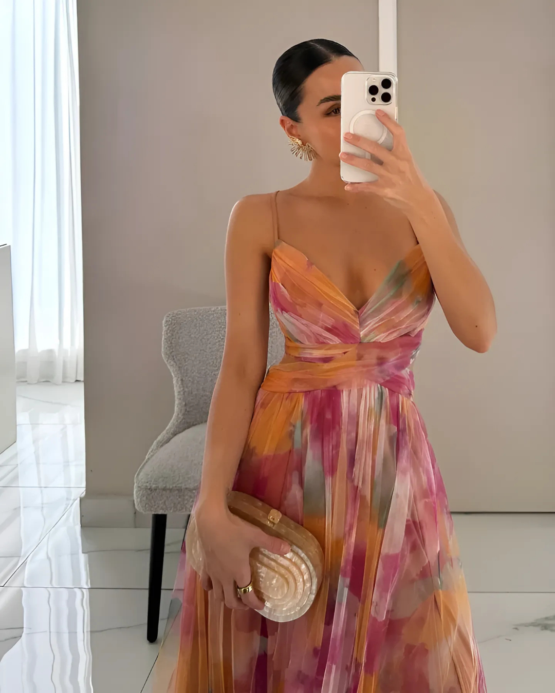 Elegant Floral Maxi Dress | Women's Dress with Spaghetti Straps | Summer Wedding Guest Style 2