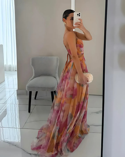 Elegant Floral Maxi Dress | Women's Dress with Spaghetti Straps | Summer Wedding Guest Style 3