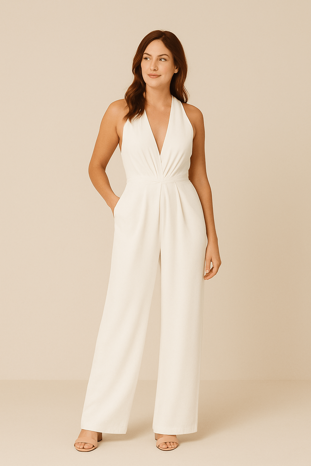 Elegant Jumpsuit Women | Sleeveless Deep V-Neck with Wide-Leg Design for Effortless Glamour 0