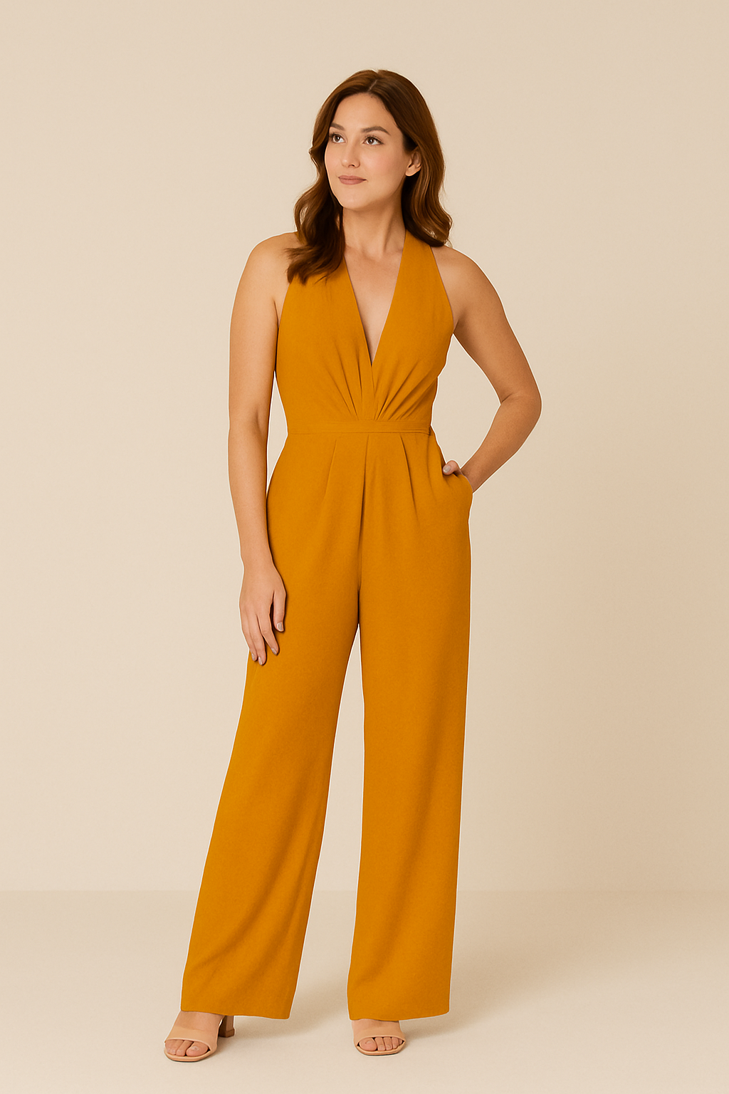 Elegant Jumpsuit Women | Sleeveless Deep V-Neck with Wide-Leg Design for Effortless Glamour 1