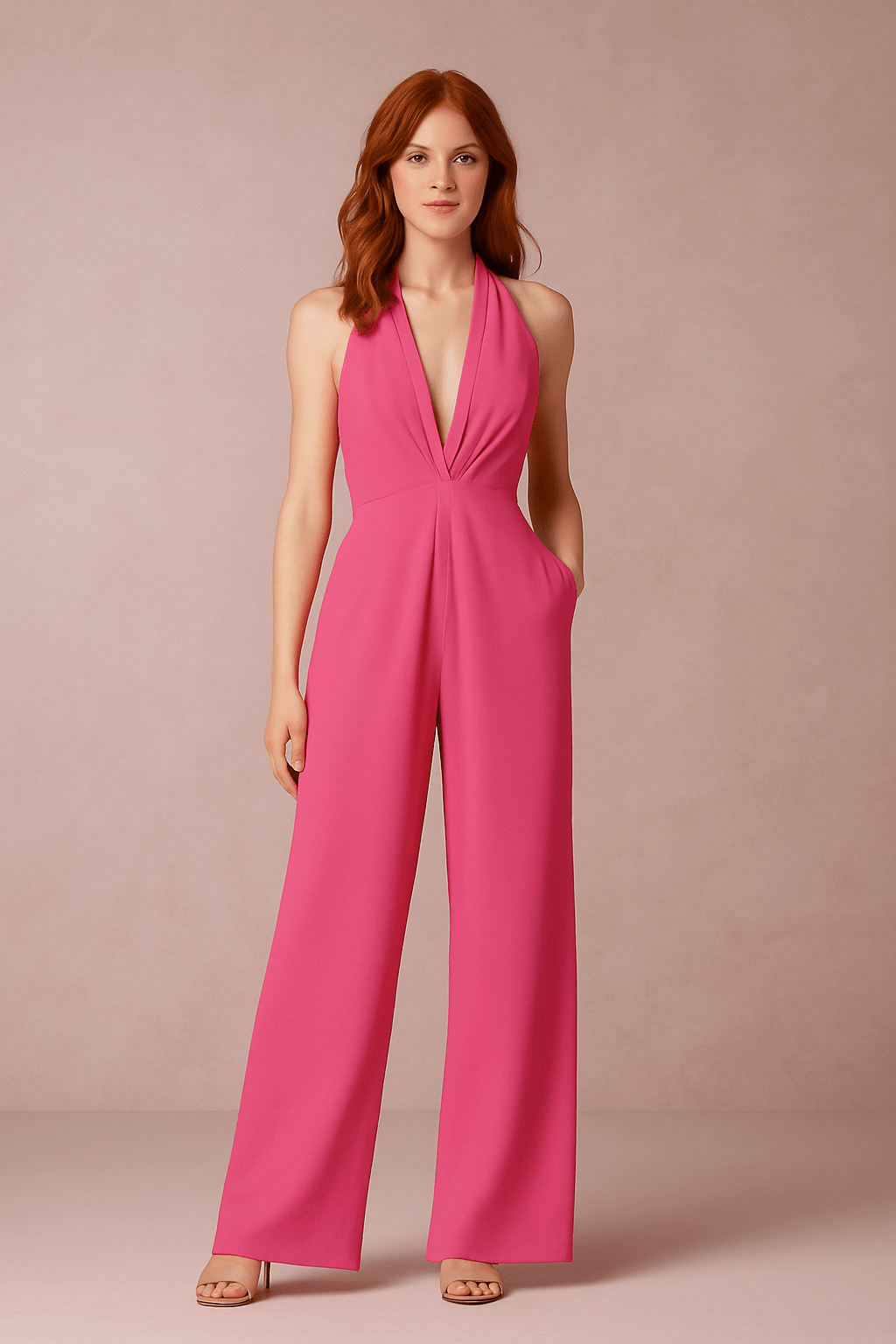 Elegant Jumpsuit Women | Sleeveless Deep V-Neck with Wide-Leg Design for Effortless Glamour 3