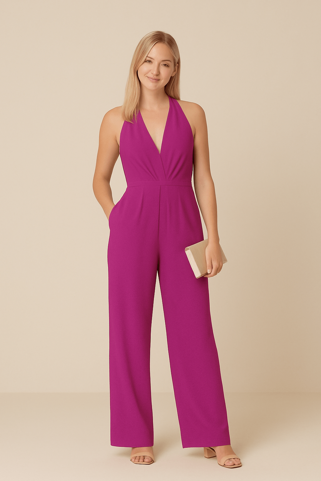 Elegant Jumpsuit Women | Sleeveless Deep V-Neck with Wide-Leg Design for Effortless Glamour 4