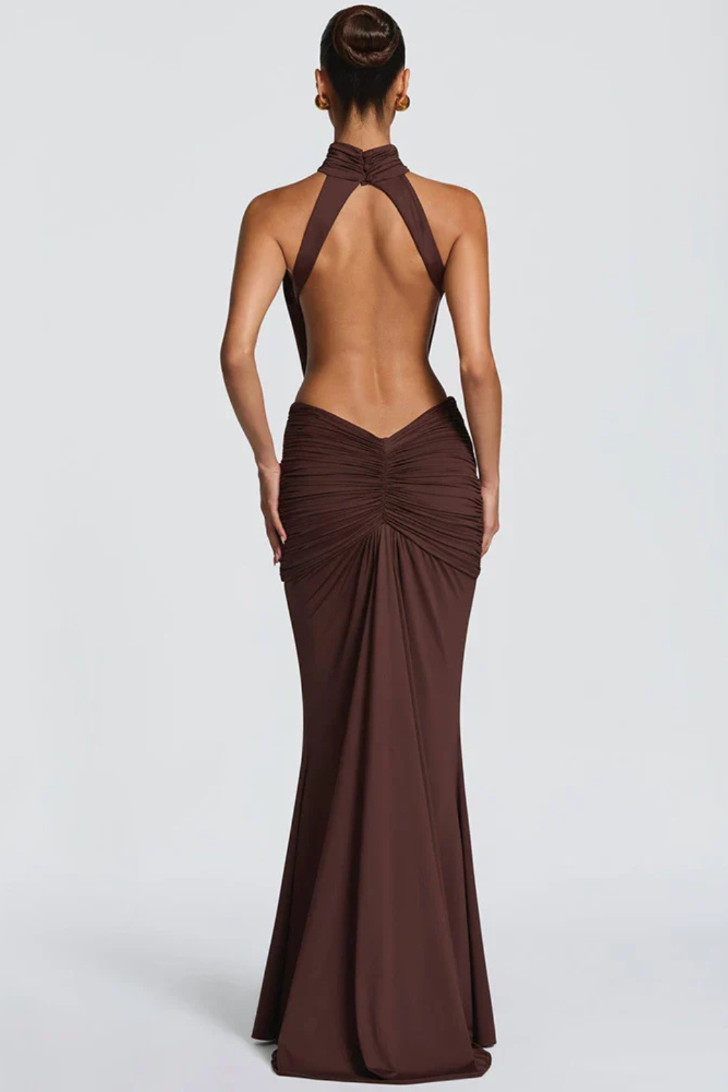 Elegant Maxi Dress | Black Long Dress with Halter Neck and Ruched Waist | Perfect for Wedding Guests 5
