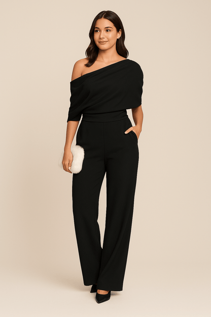 Elegant Spring Jumpsuit | Tailored Neckline & Adjustable Waist | Versatile Wide-Leg Outfit for Effortless Style 1