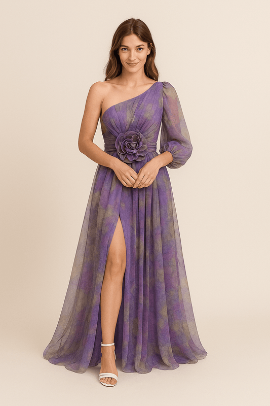 Elegant Women's One-Shoulder A-Line Dress | Flattering Fit for Effortless Style 0