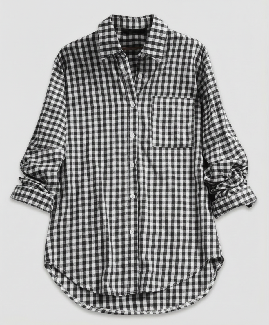 Ivalissa | Women's Oversized Plaid Shirt with Blouse Style Design