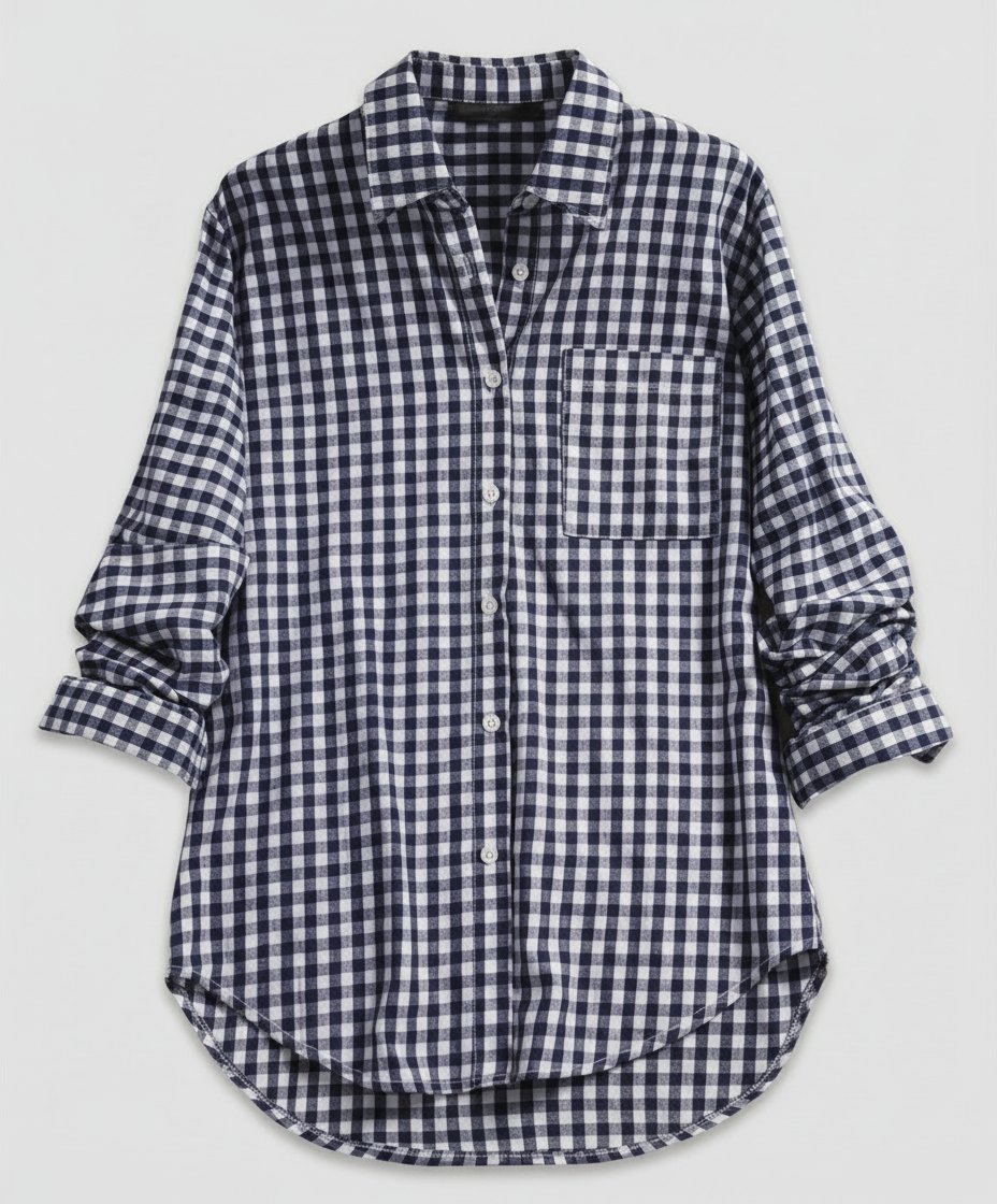 Ivalissa | Women's Oversized Plaid Shirt with Blouse Style Design