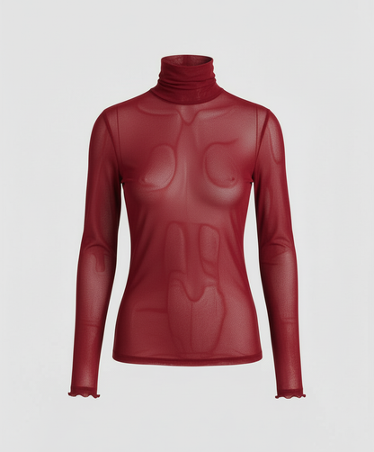 Tavienna | Women's Layered Turtleneck Blouse with Elegant Fashion