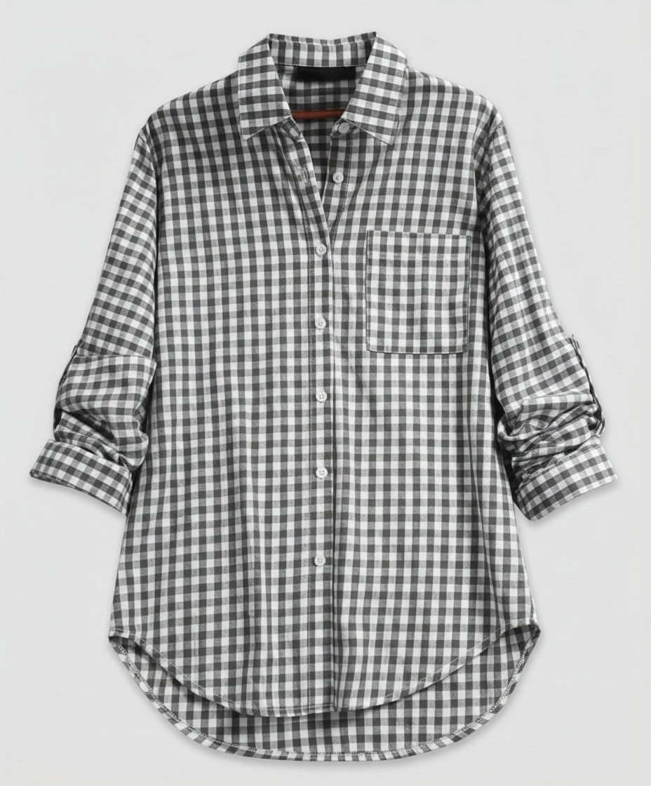 Ivalissa | Women's Oversized Plaid Shirt with Blouse Style Design