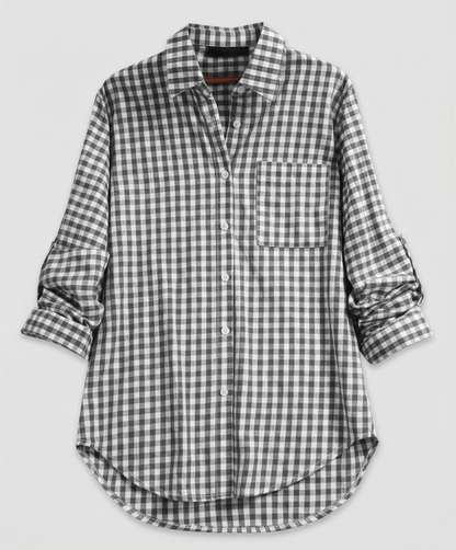Ivalissa | Women's Oversized Plaid Shirt with Blouse Style Design