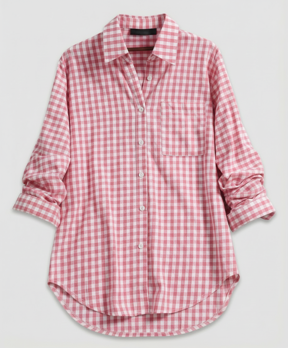 Ivalissa | Women's Oversized Plaid Shirt with Blouse Style Design