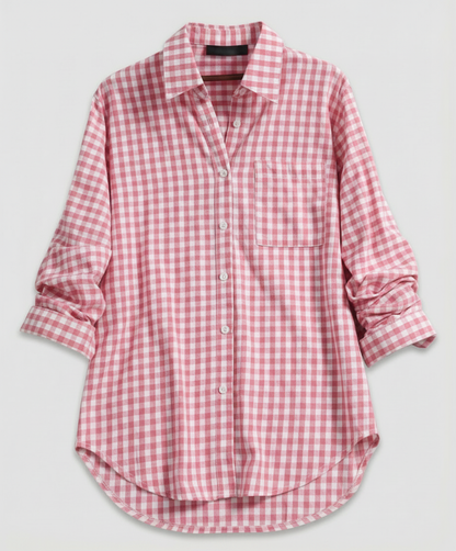 Ivalissa | Women's Oversized Plaid Shirt with Blouse Style Design